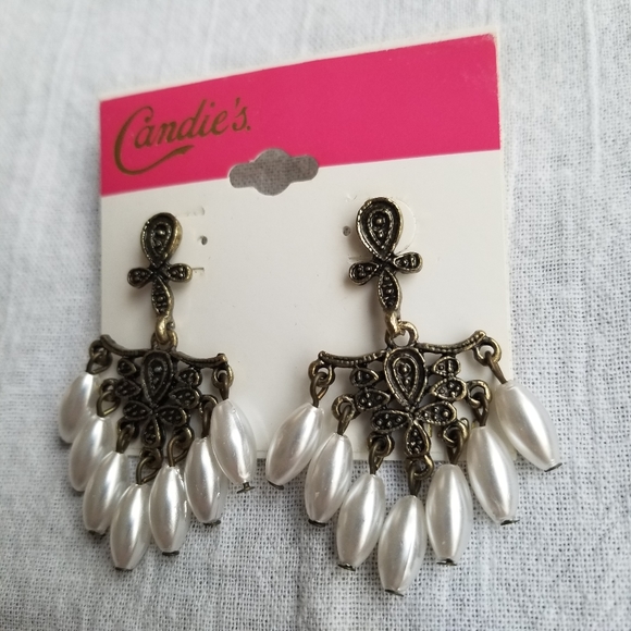 💥 Candies Bronze Chandelier Beaded Earrings - Picture 2 of 2